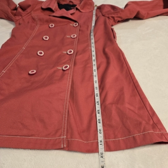 Merona Women's Button Down Dark Pink Rain Trench Coat Size Small - Picture 13 of 16